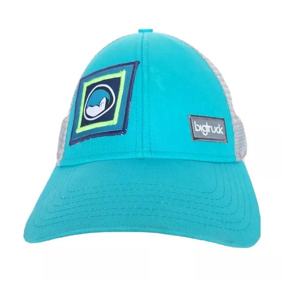Big Truck Brand Snapback Hat Adjustable One Size Teal Mesh Cap Embroidered Patch - Picture 2 of 8